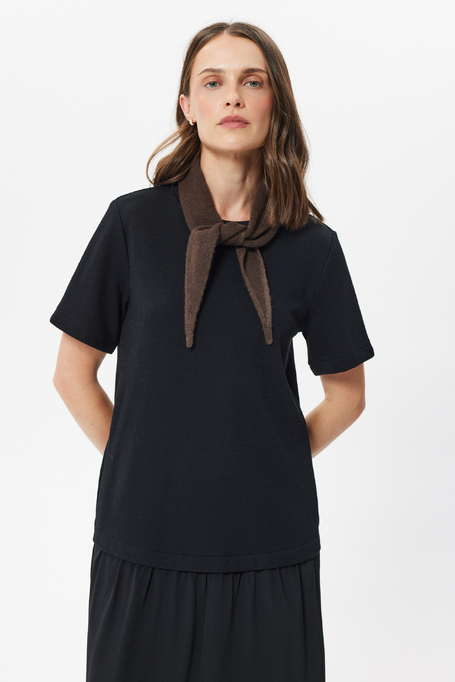 Schwarzes Woll- und Seidenkleid