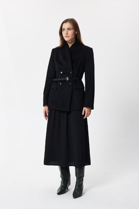Schwarze zweireihige Wolljacke - Patrizia Aryton