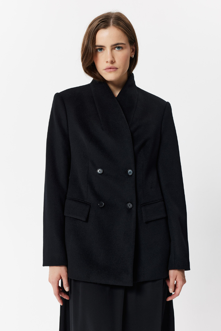 Schwarze zweireihige Wolljacke - Patrizia Aryton