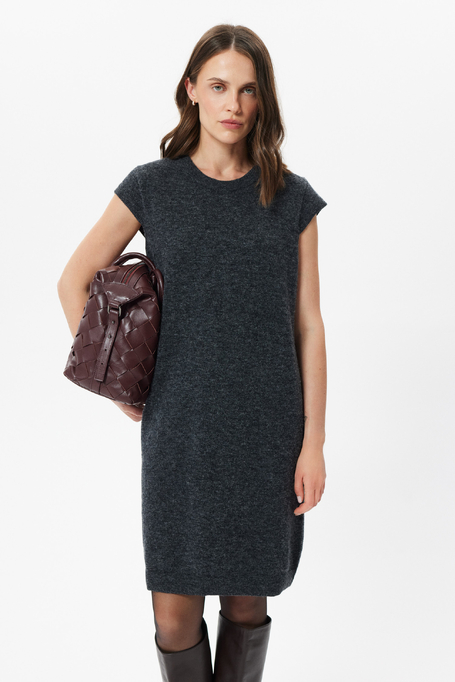 Graues Kleid aus Merinowolle und Alpaka