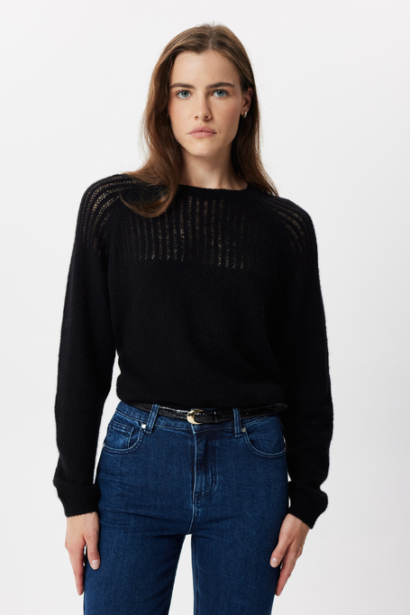 Schwarzer Pullover aus Kaschmir und Seide
