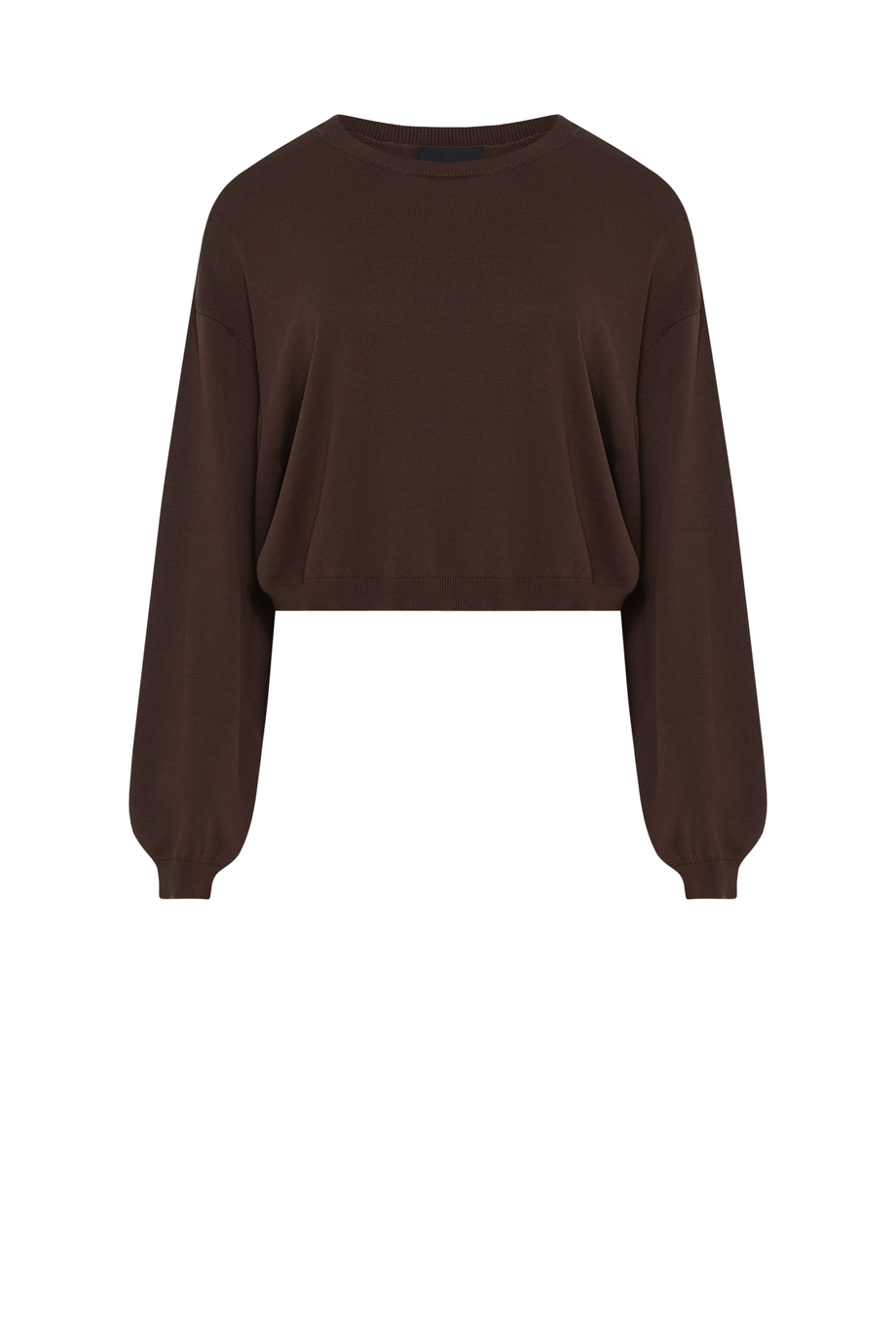 Kurzer schokoladenbrauner Pullover mit Seide Kurzer schokoladenbrauner Pullover mit Seide