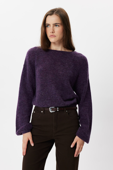 Violetter Pullover mit Mohair