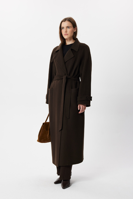 Schokoladenbrauner Doubleface-Trenchcoat mit Seide - Patrizia Aryton