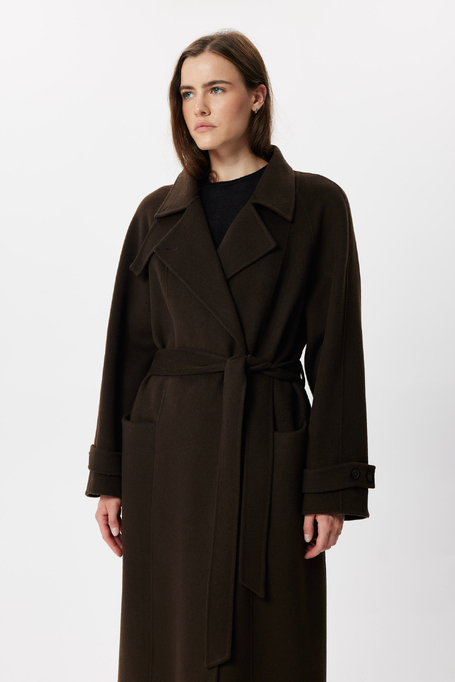 Schokoladenbrauner Doubleface-Trenchcoat mit Seide - Patrizia Aryton