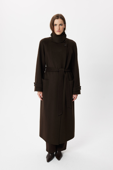 Schokoladenbrauner Doubleface-Trenchcoat mit Seide - Patrizia Aryton