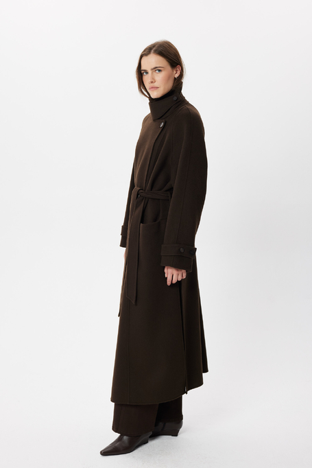 Schokoladenbrauner Doubleface-Trenchcoat mit Seide - Patrizia Aryton