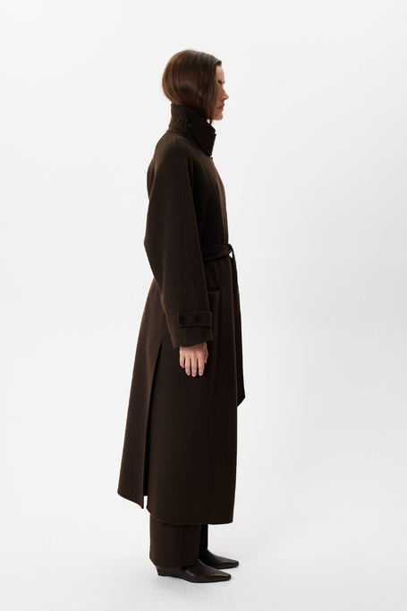 Schokoladenbrauner Doubleface-Trenchcoat mit Seide - Patrizia Aryton
