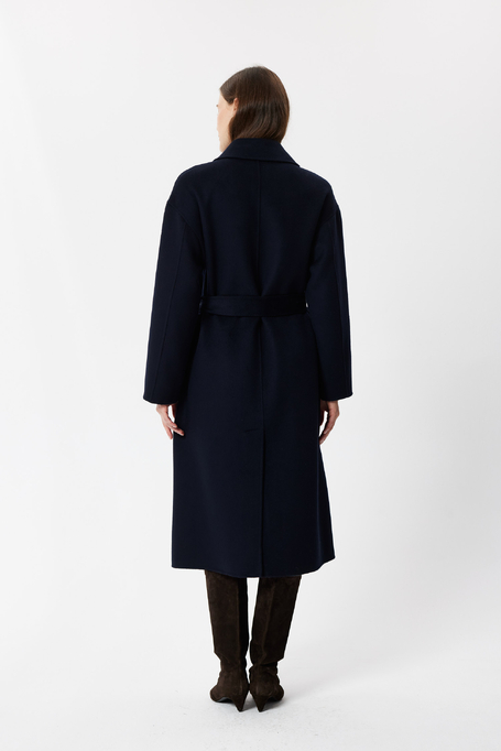 Marineblauer Doubleface-Midimantel aus Wolle und Seide - Patrizia Aryton Marineblauer Doubleface-Midimantel aus Wolle und Seide - Patrizia Aryton
