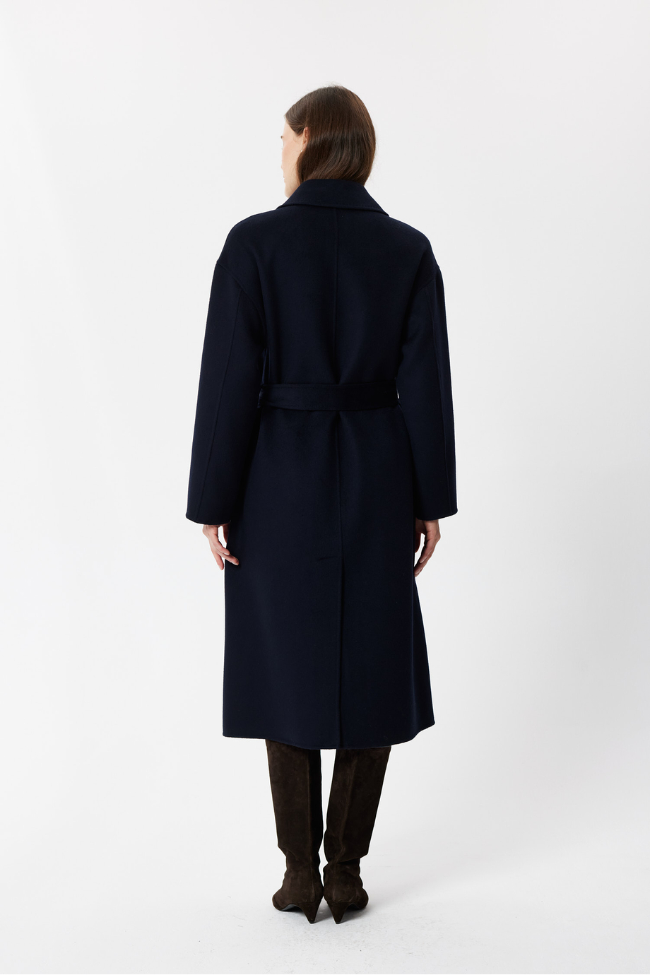 Marineblauer Doubleface-Midimantel aus Wolle und Seide - Patrizia Aryton Marineblauer Doubleface-Midimantel aus Wolle und Seide - Patrizia Aryton