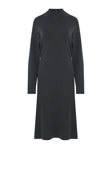 Smaragdgrünes Kleid aus Merinowolle