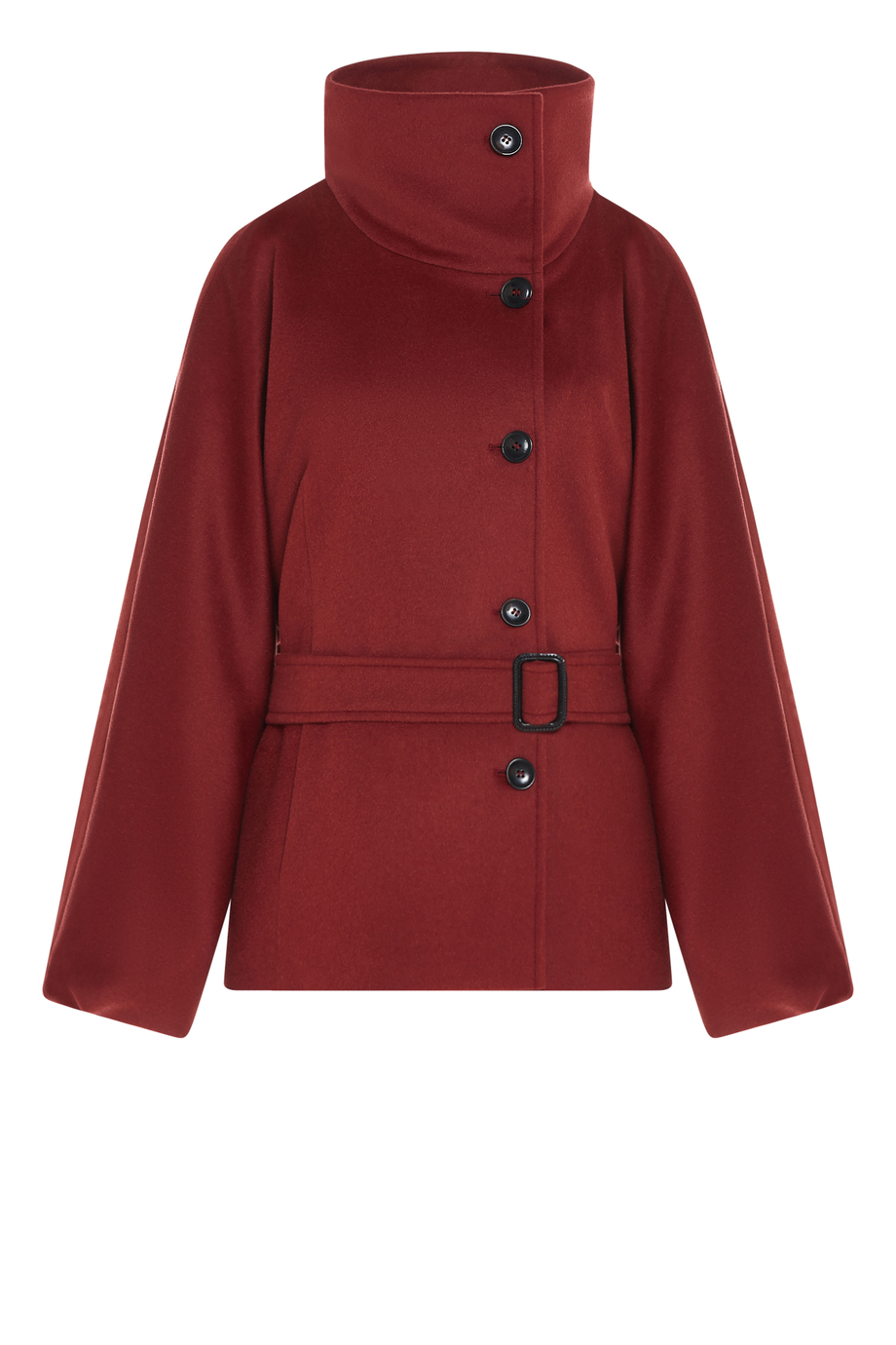 Ziegelrote Wolljacke mit Gürtel Ziegelrote Wolljacke mit Gürtel