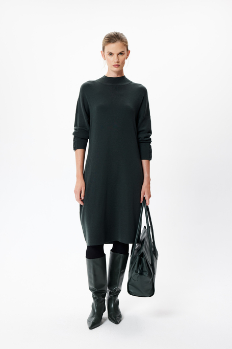 Smaragdgrünes Kleid aus Merinowolle