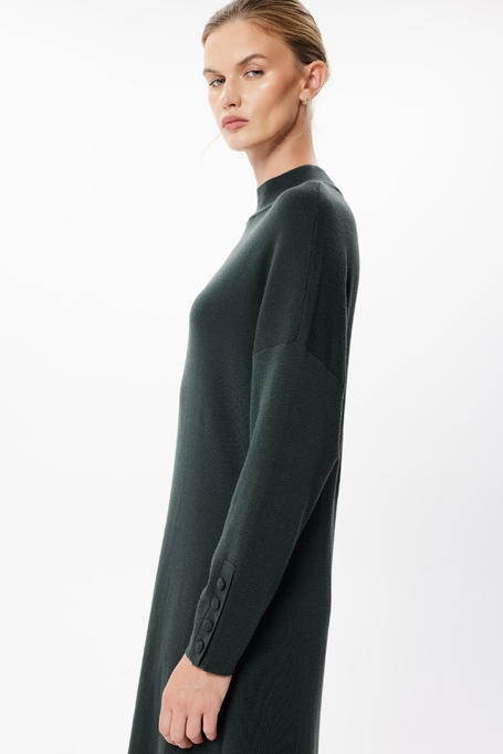 Smaragdgrünes Kleid aus Merinowolle