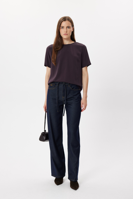 Auberginefarbene Bluse Brigitte mit Seide