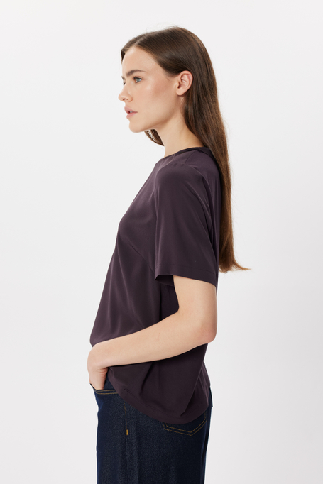 Auberginefarbene Bluse Brigitte mit Seide