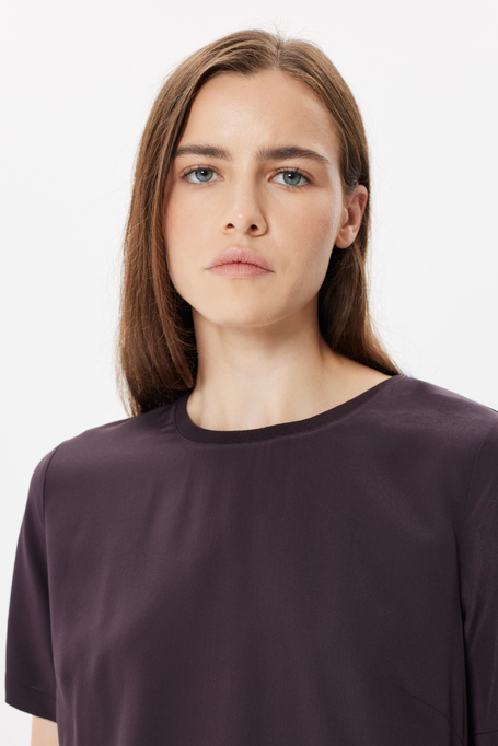 Auberginefarbene Bluse Brigitte mit Seide