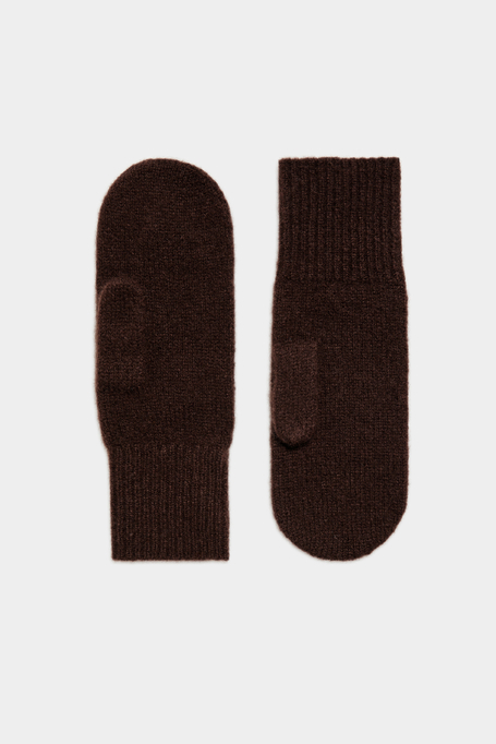 Schokoladenfarbene Handschuhe aus Kaschmir und Seide