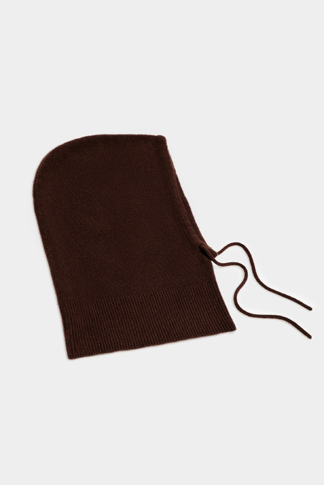 Schokoladenfarbene Balaclava aus Kaschmir und Seide