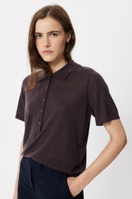 Bluse mit Polokragen aus Merinowolle