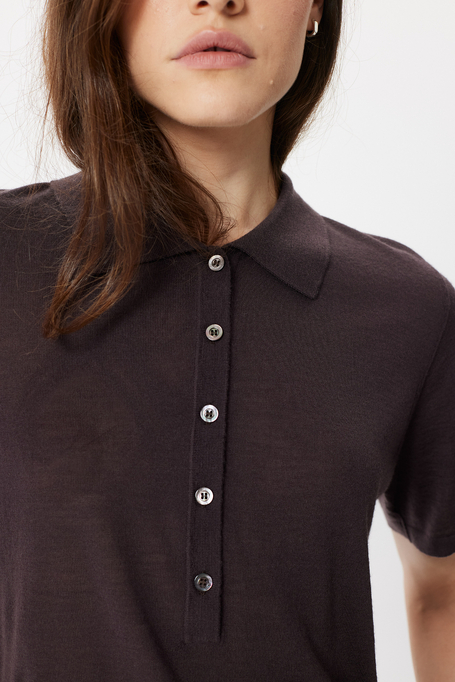 Bluse mit Polokragen aus Merinowolle