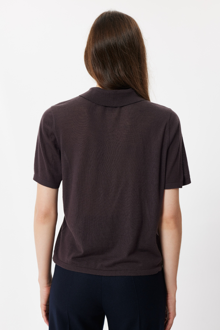 Bluse mit Polokragen aus Merinowolle