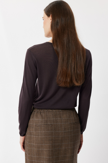 Auberginefarbene Bluse aus Merinowolle