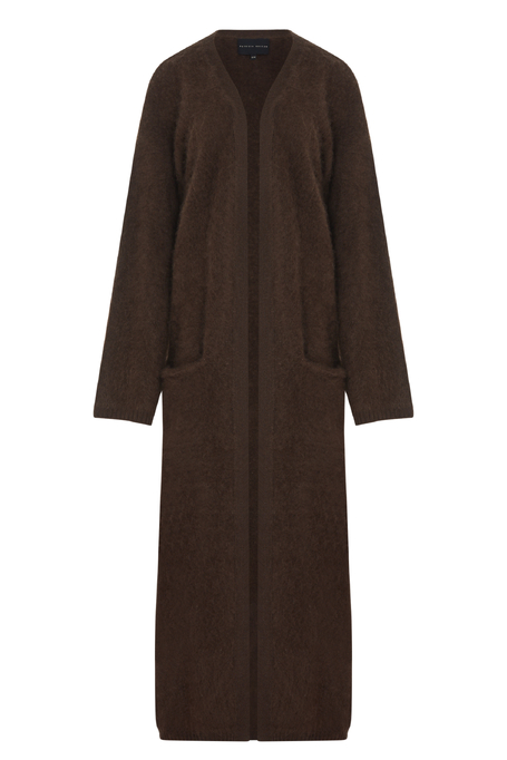 Schokoladenfarbener Cardigan aus Merinowolle und Kaschmir Schokoladenfarbener Cardigan aus Merinowolle und Kaschmir