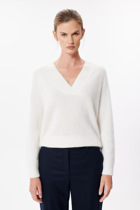 Cremefarbener Pullover mit Kaschmir