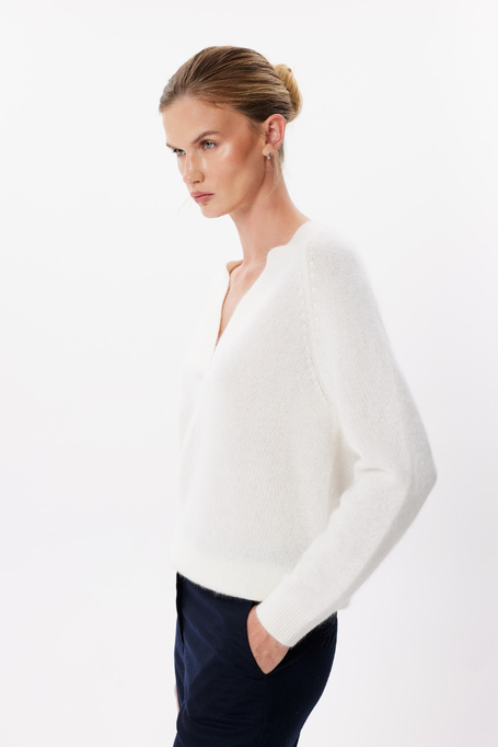 Cremefarbener Pullover mit Kaschmir