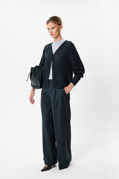 Smaragdgrüner Cardigan mit Alpakawolle