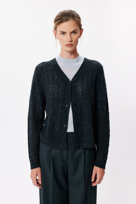Smaragdgrüner Cardigan mit Alpakawolle