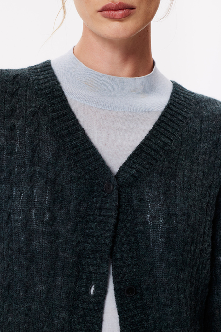 Smaragdgrüner Cardigan mit Alpakawolle
