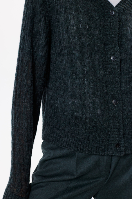 Smaragdgrüner Cardigan mit Alpakawolle