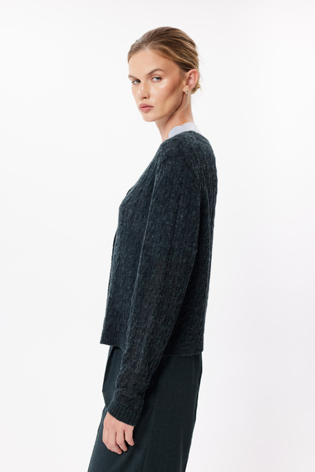Smaragdgrüner Cardigan mit Alpakawolle