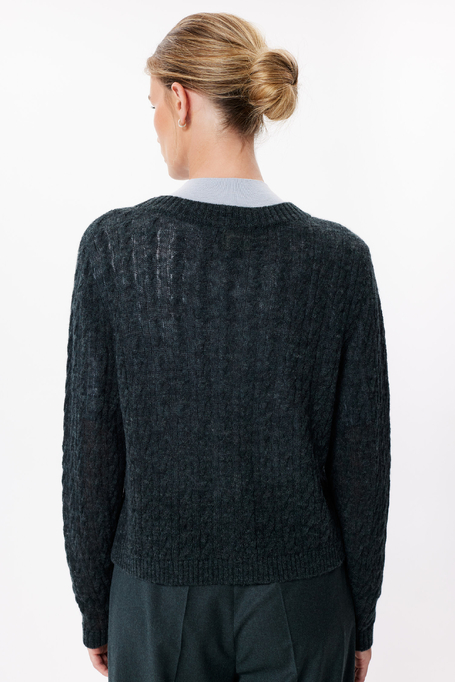 Smaragdgrüner Cardigan mit Alpakawolle