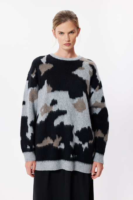 Locker gestrickter gemusterter Pullover mit Kaschmir