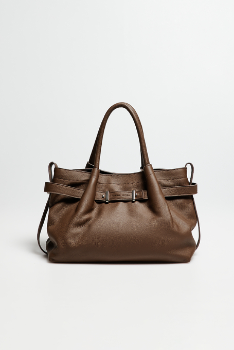 Braune Leder-Shopper-Schultertasche - Patrizia Aryton