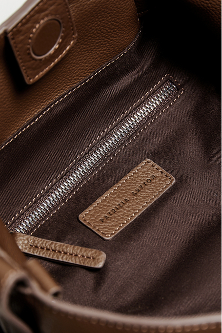 Braune Leder-Shopper-Schultertasche - Patrizia Aryton