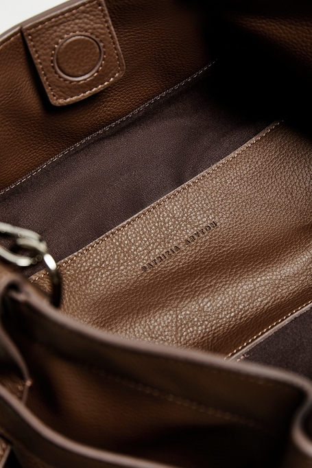 Braune Leder-Shopper-Schultertasche - Patrizia Aryton