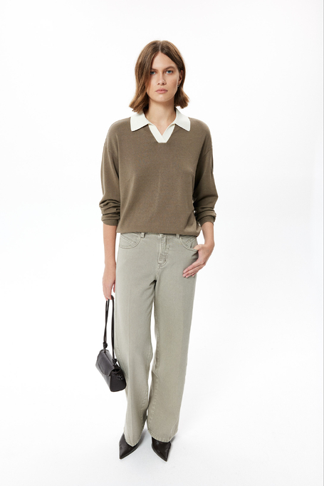 Bluse mit Polokragen aus Baumwolle und Seide - Patrizia Aryton