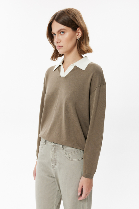 Bluse mit Polokragen aus Baumwolle und Seide - Patrizia Aryton