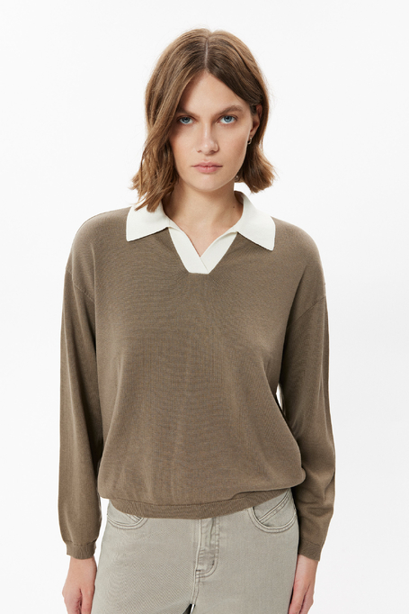 Bluse mit Polokragen aus Baumwolle und Seide - Patrizia Aryton