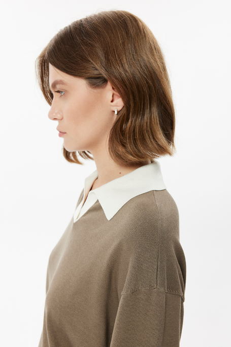 Bluse mit Polokragen aus Baumwolle und Seide - Patrizia Aryton