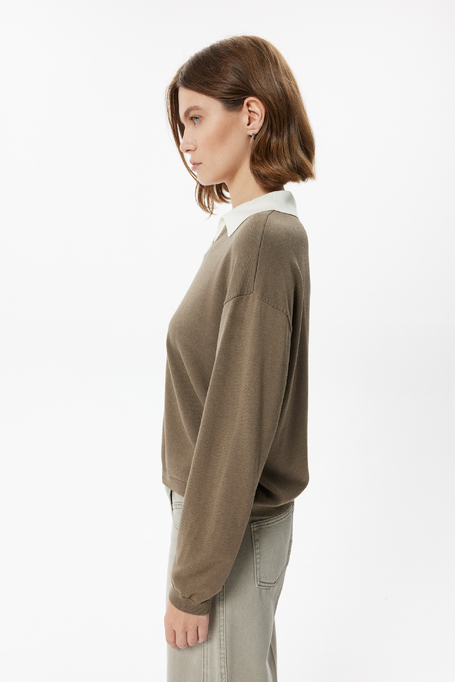 Bluse mit Polokragen aus Baumwolle und Seide - Patrizia Aryton