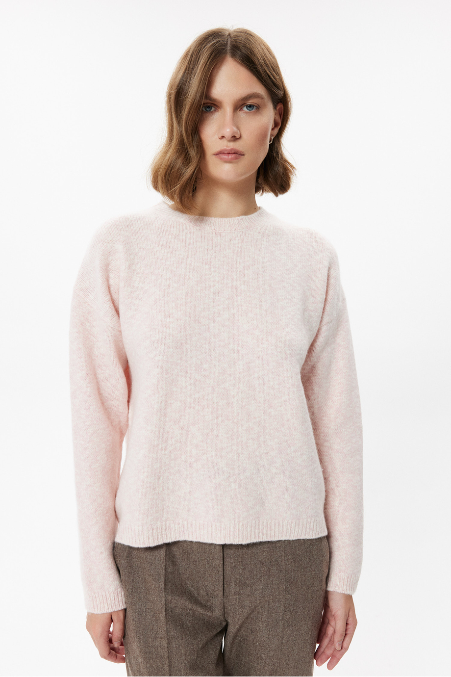 Puderrosa Pullover mit Kaschmir Puderrosa Pullover mit Kaschmir