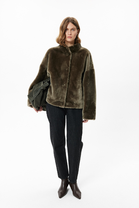Braune Lammfelljacke aus Naturleder