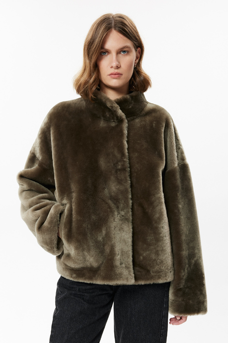 Braune Lammfelljacke aus Naturleder