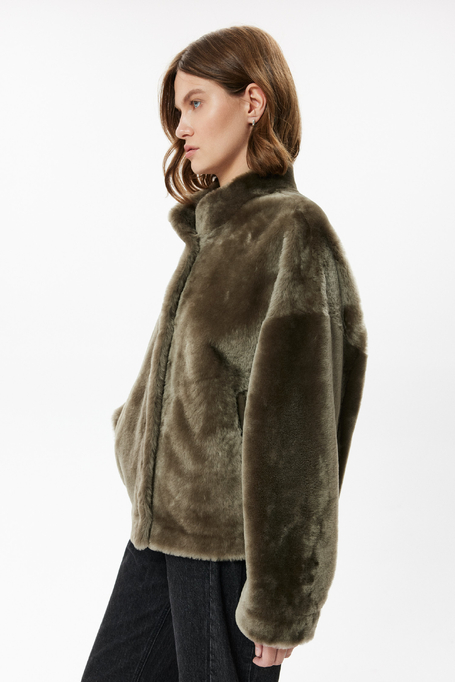 Braune Lammfelljacke aus Naturleder