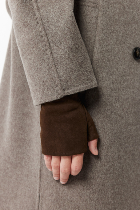 Schokoladenfarbene fingerlose Handschuhe aus Wildleder - Patrizia Aryton